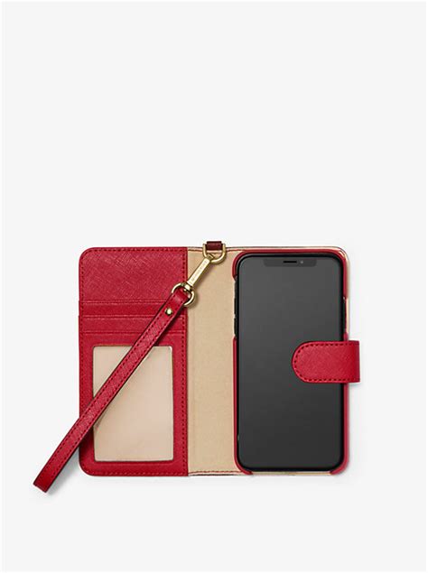 iphone xs hülle michael kors|Saffiano Leather Wristlet Folio Case for iPhone XS Max .